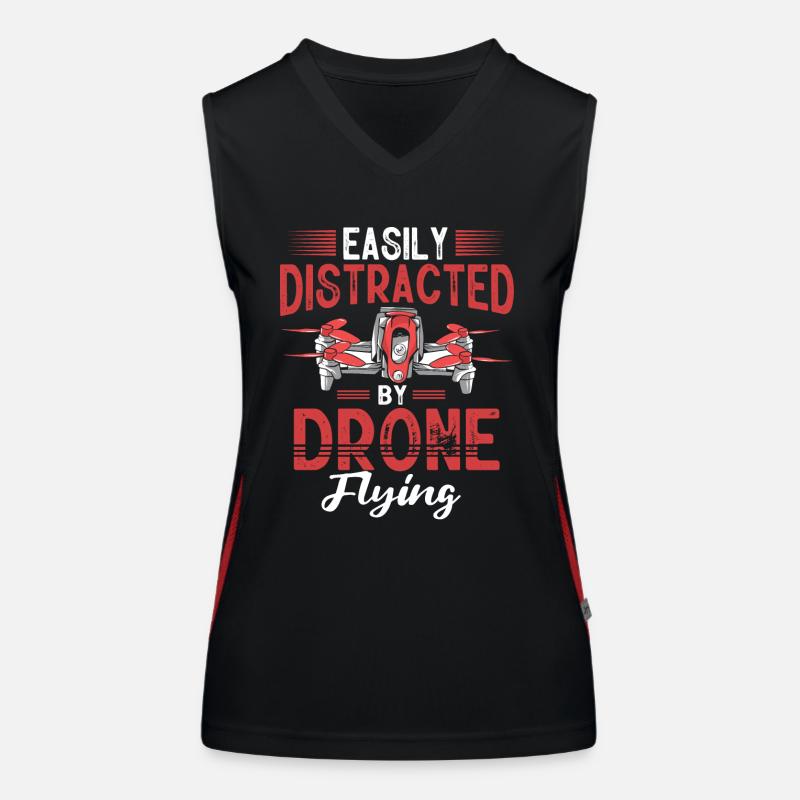 Drone flying, aerial drones, multicopters, drones Women's Functional Contrast Tank Top