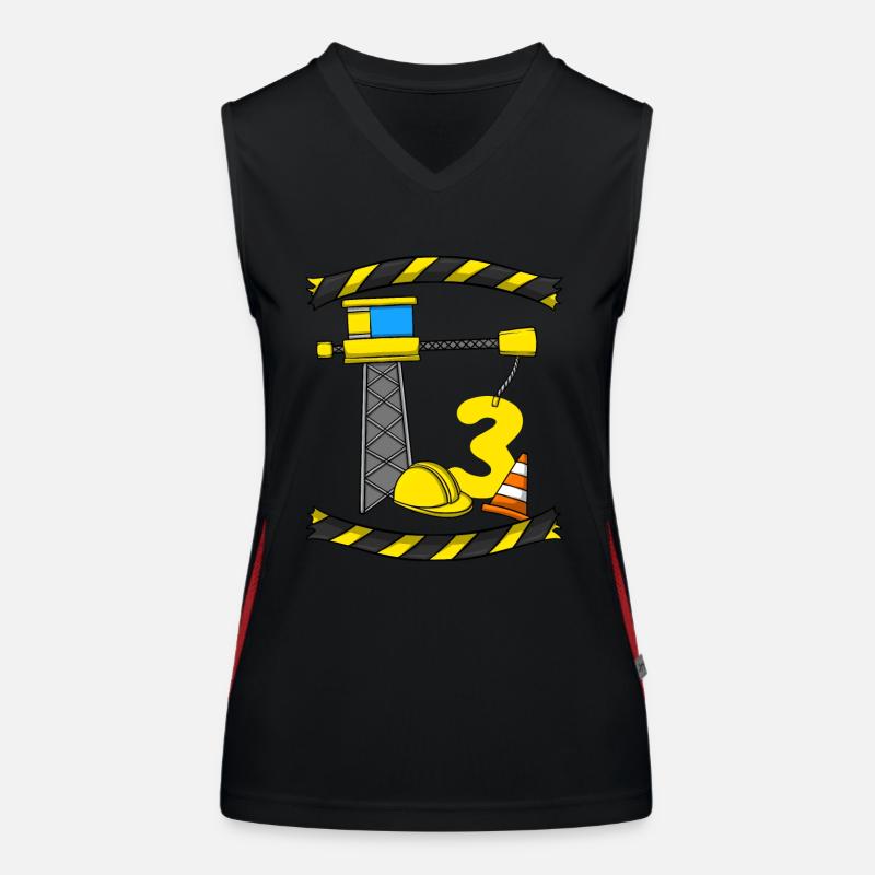 Construction Birthday Crane Worker 3rd Birthday Women's Functional Contrast Tank Top