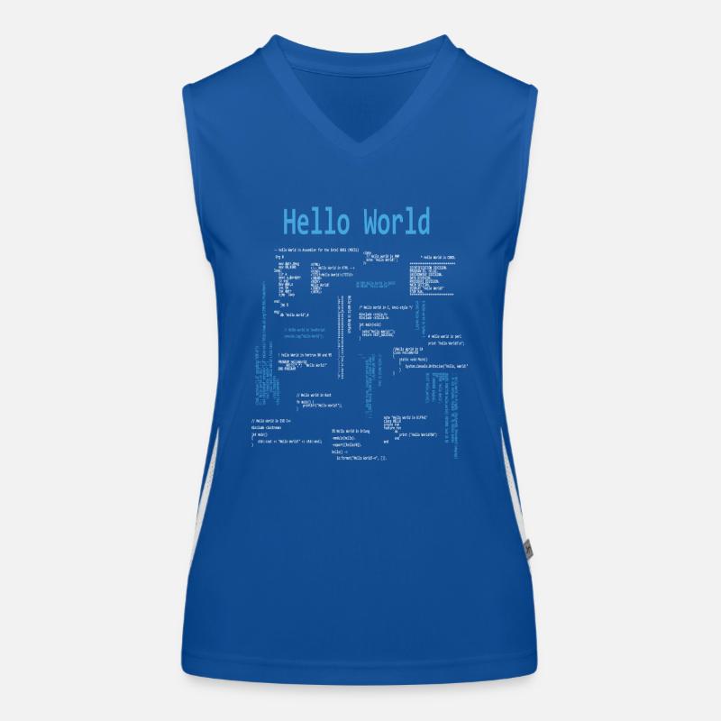 Hello World Programmeur Langages de programmation Nerd Débardeur respirant contrasté Femme