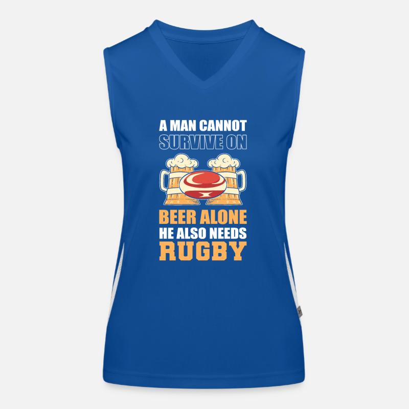 A Man Cannot Survive On Beer Alone He Also Needs Women's Functional Contrast Tank Top