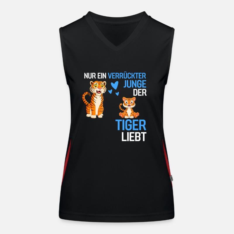 Nur ein verrückter Junge Raubtier Geschenk Tiger Funktionelles Kontrast-Tank Top für Frauen