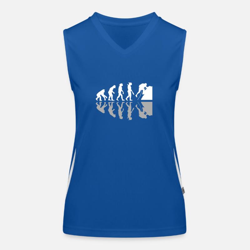 Climbing Human Evolution Rock Climbers Humor Climb Funktionelles Kontrast-Tank Top für Frauen