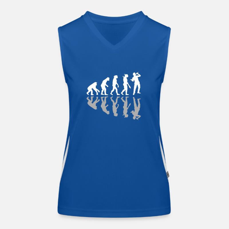 Human Evolution Singer Singing Music Lover Women's Functional Contrast Tank Top