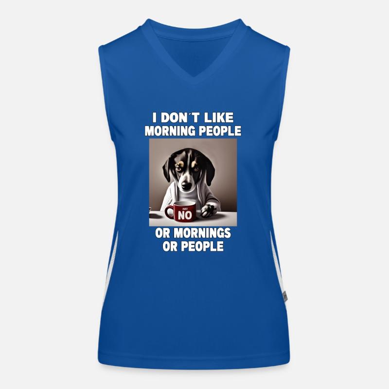 Ne pas aimer les gens du matin Grumpy Funny Dog Débardeur respirant contrasté Femme