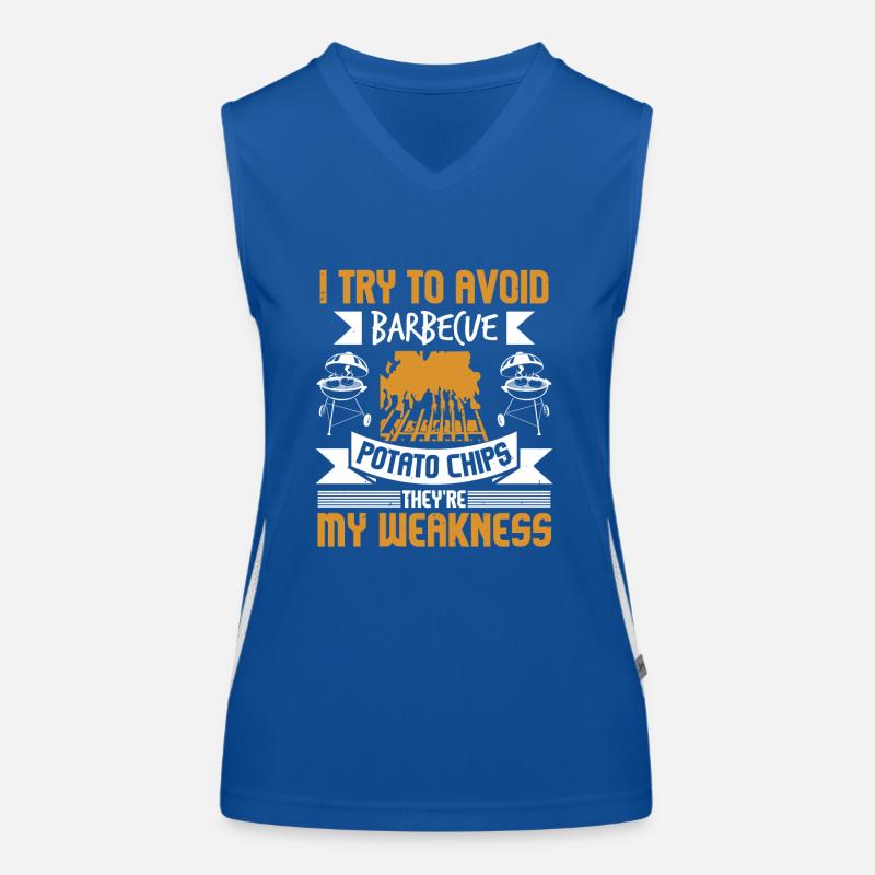 J’ESSAIE D’ÉVITER LES CHIPS BARBECUE CE SONT MES Débardeur respirant contrasté Femme