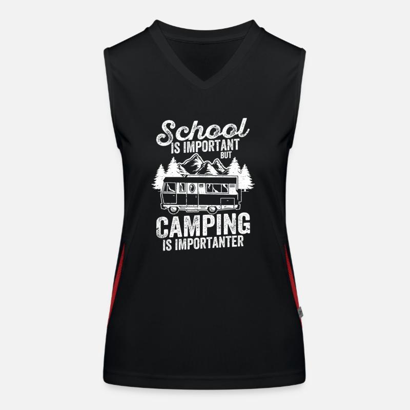 School is important Camping is important glamping Women's Functional Contrast Tank Top
