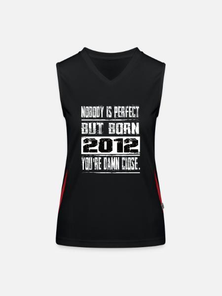 No one is perfect but born 2012 birthday - Women's Functional Contrast Tank Top - black/red - Front
