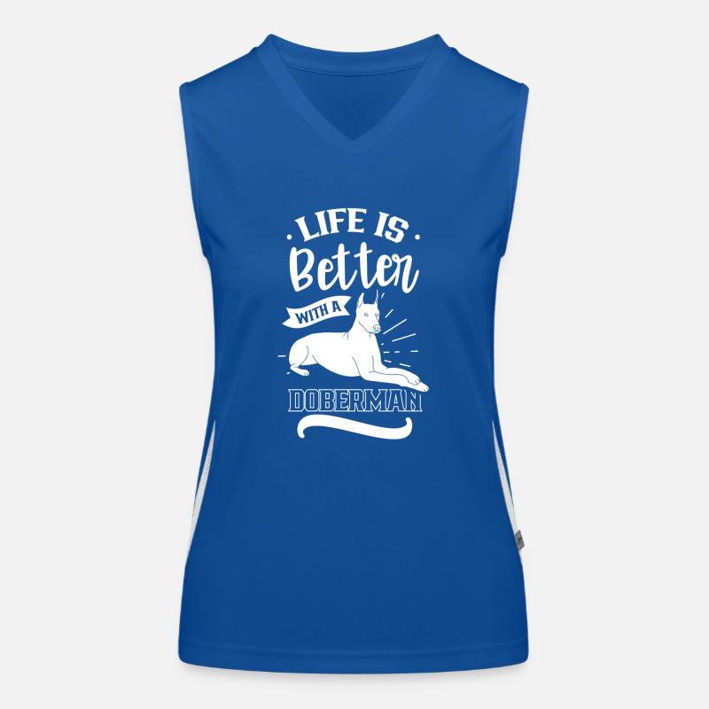 Das Leben Ist Besser Mit Einem Dobermann Hunde Funktionelles Kontrast-Tank Top für Frauen