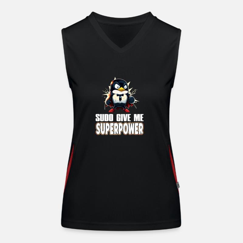Linux Sudo Superpower Tux Superhero Penguin Funktionelles Kontrast-Tank Top für Frauen