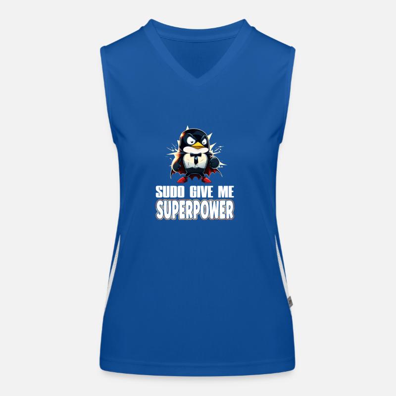 Linux Sudo Superpower Tux Superhero Penguin Funktionelles Kontrast-Tank Top für Frauen