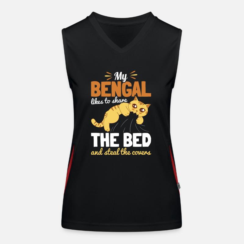 Bengal chat dans le lit chat maman chat papa geschen Débardeur respirant contrasté Femme