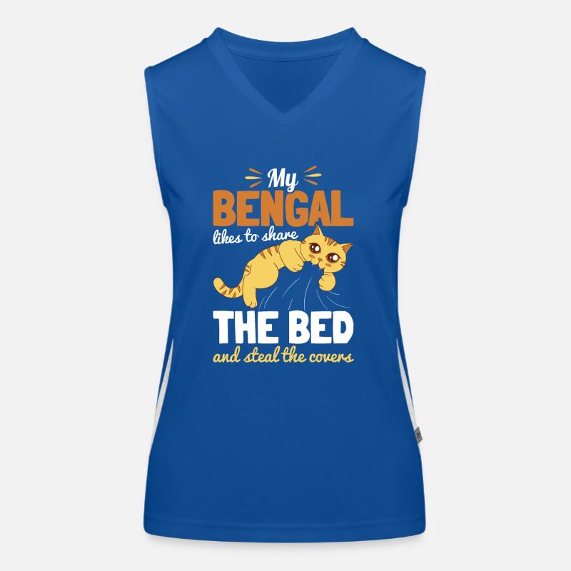 Bengal chat dans le lit chat maman chat papa geschen Débardeur respirant contrasté Femme