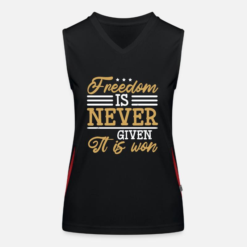 FREIHEIT WIRD NIE GEGEBEN, SIE WIRD GEWONNEN Funktionelles Kontrast-Tank Top für Frauen