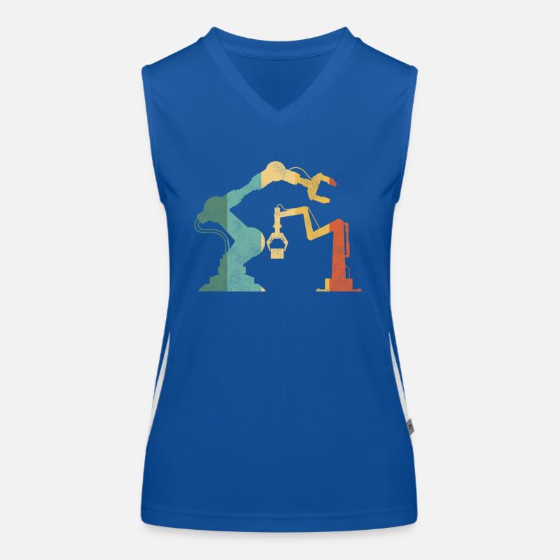 Robot Robotics Engineer Retro Funktionelles Kontrast-Tank Top für Frauen