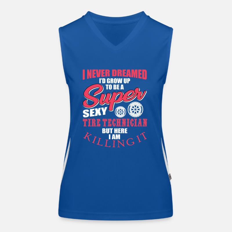 Funny tire technician saying Women's Functional Contrast Tank Top