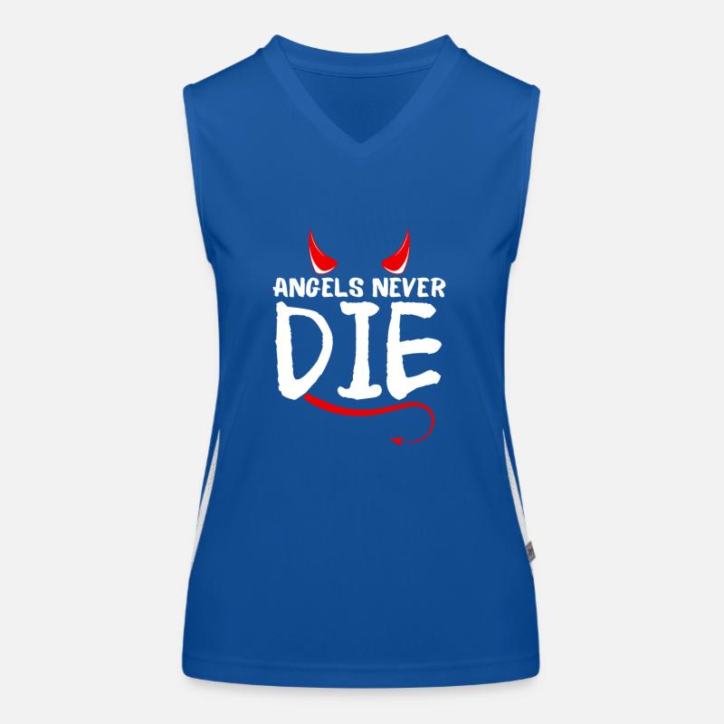 Angels never die-with devil's horns and tails Women's Functional Contrast Tank Top