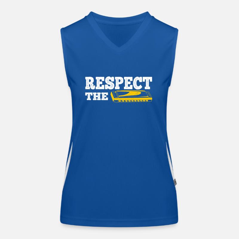 Respect The Harmonica Player Harmonicist Gift Funktionelles Kontrast-Tank Top für Frauen