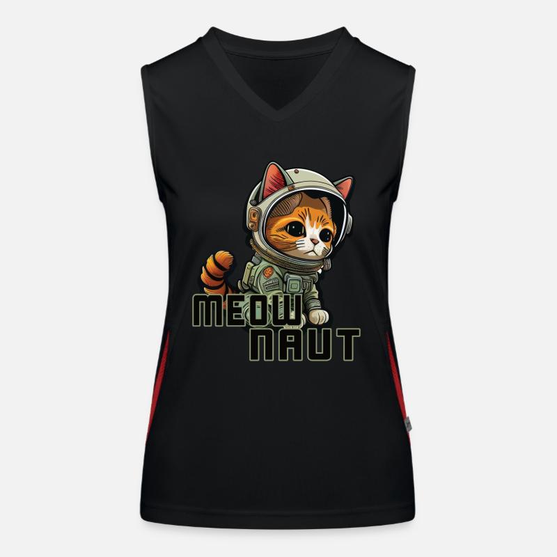 Meownaut astronaut cat for cat daddy Women's Functional Contrast Tank Top