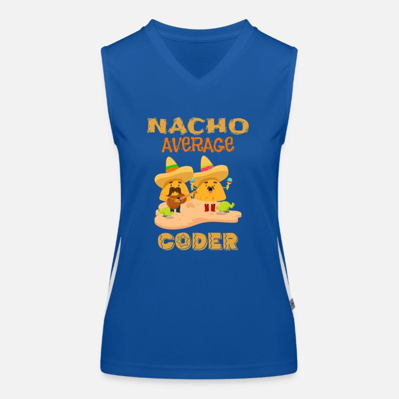 Nacho Codeur moyen Drôle de codage Humour Blague Débardeur respirant contrasté Femme