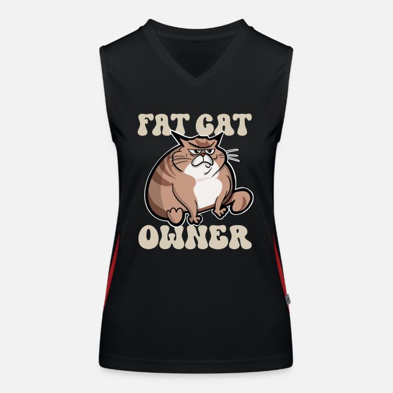 Fette Katze Besitzer Funktionelles Kontrast-Tank Top für Frauen