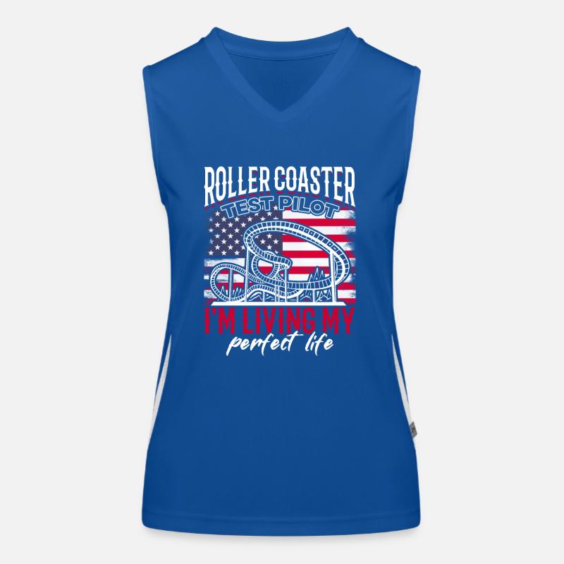 Roller Coaster Test Pilot USA flag ride. Women's Functional Contrast Tank Top
