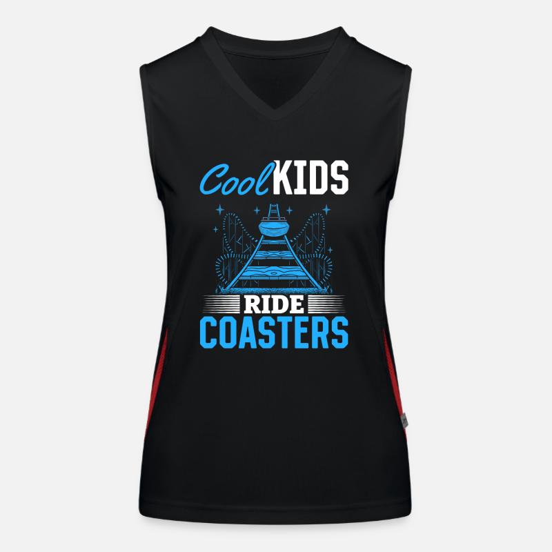 Cool kids ride roller coasters fairground Women's Functional Contrast Tank Top
