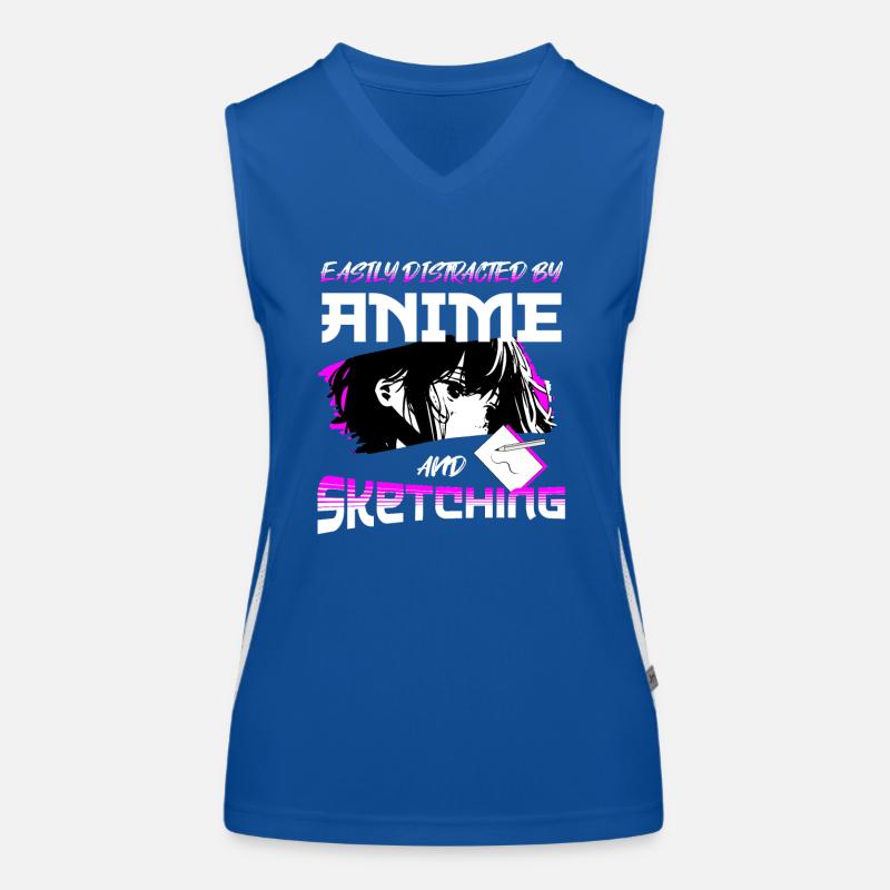 Easily Distracted By Anime And Sketching Women's Functional Contrast Tank Top