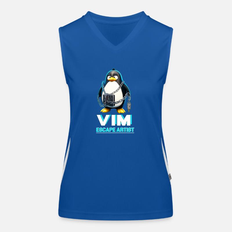 Funny for Linux Admins VIM Escape Artist Tux Funktionelles Kontrast-Tank Top für Frauen