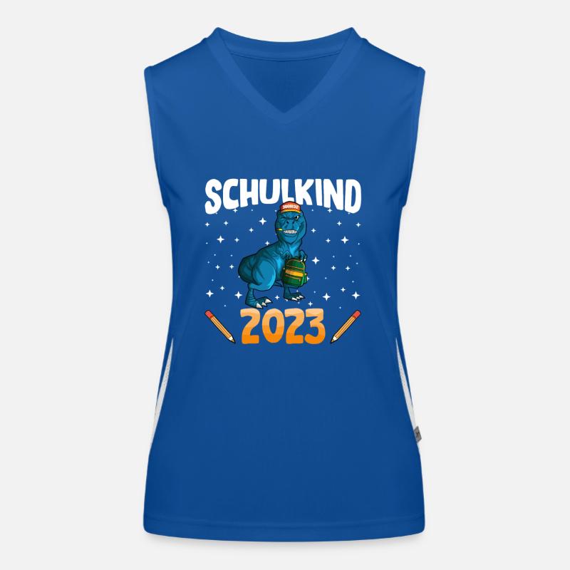 Schulkind 2023 1. Klasse Einschulung Dino Funktionelles Kontrast-Tank Top für Frauen