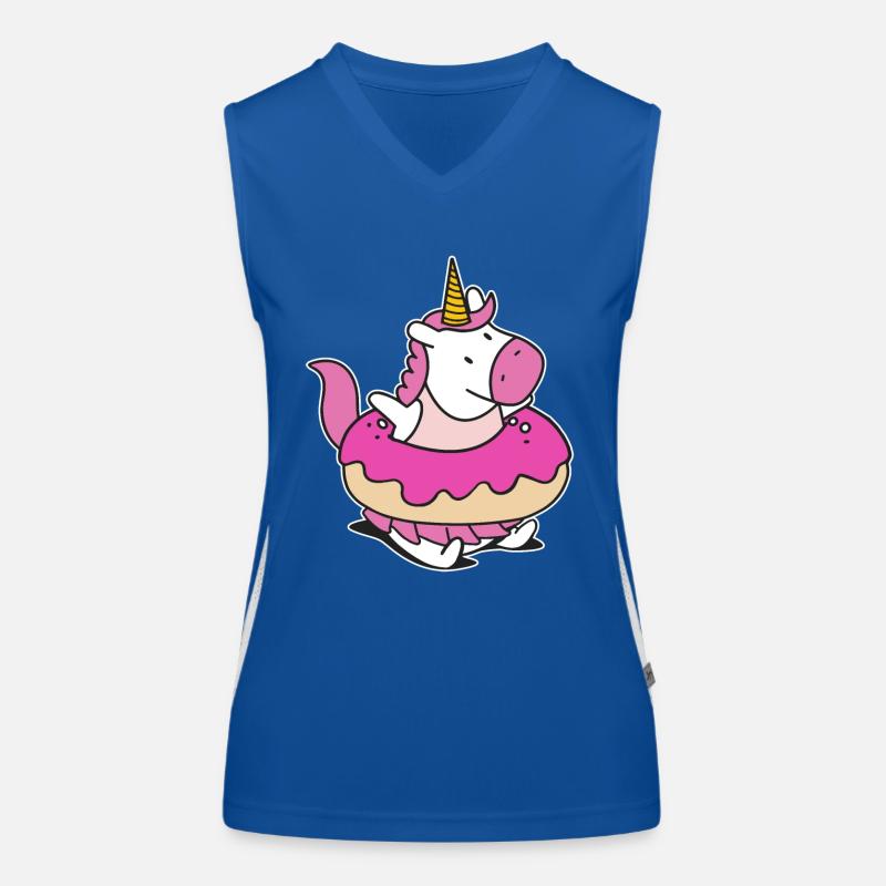 Rainbow Unicorn Float Floaty Donut Women's Functional Contrast Tank Top