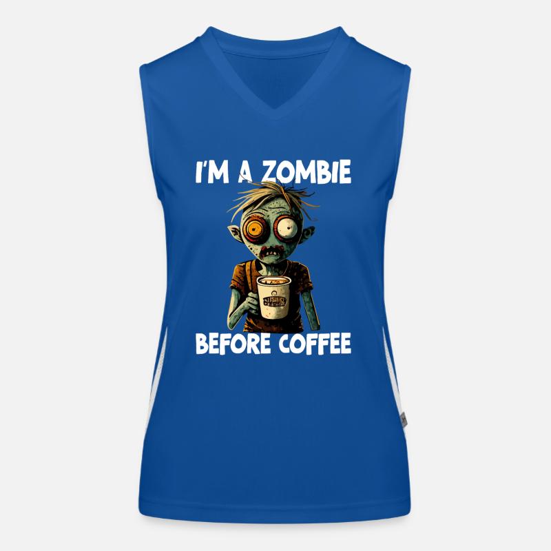 Je suis un zombie avant le café Débardeur respirant contrasté Femme