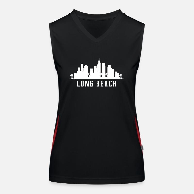 Long Beach Skyline Funktionelles Kontrast-Tank Top für Frauen
