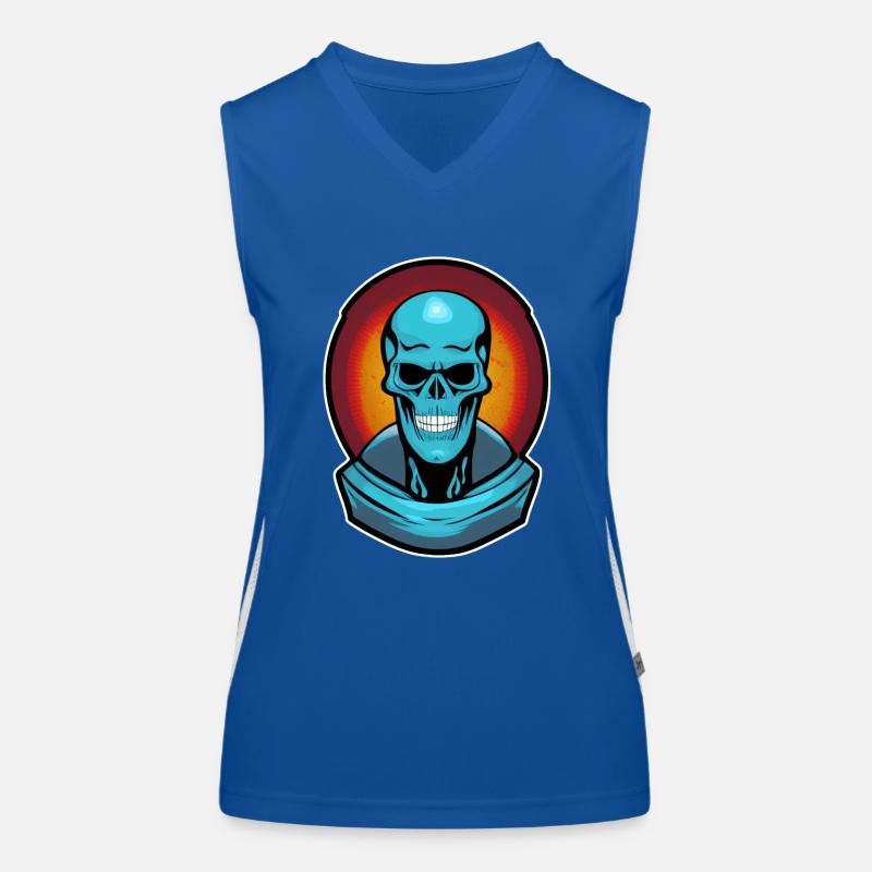 Blue monster skull Women's Functional Contrast Tank Top