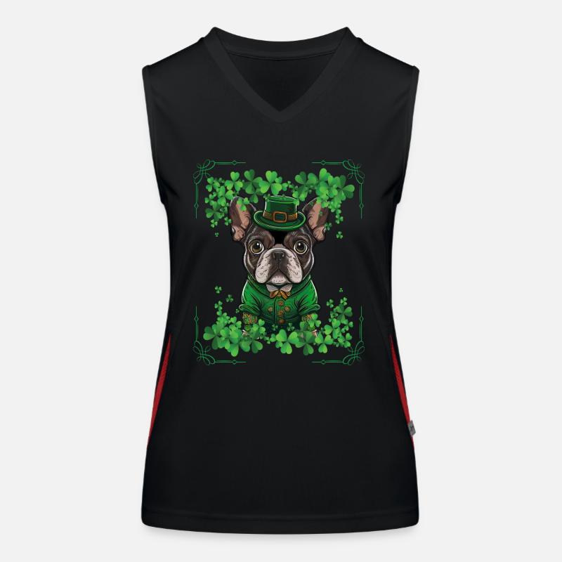 Fête de la Saint-Patrick Bouledogue Français Et Trèfles Débardeur respirant contrasté Femme