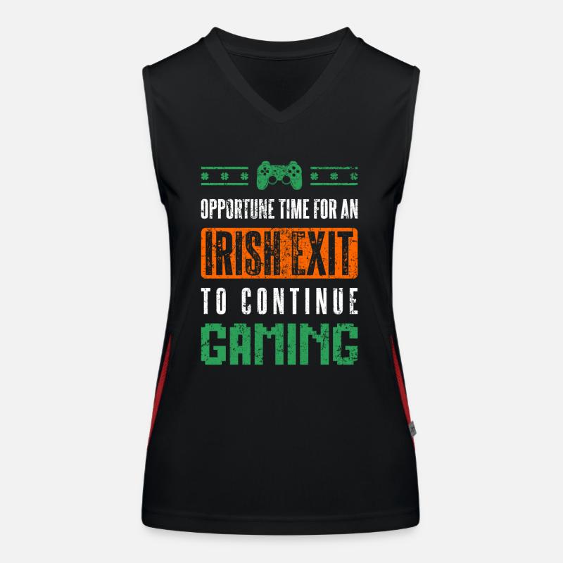 Irish Exit To Continue Gaming Saint Patrick's Day Funktionelles Kontrast-Tank Top für Frauen