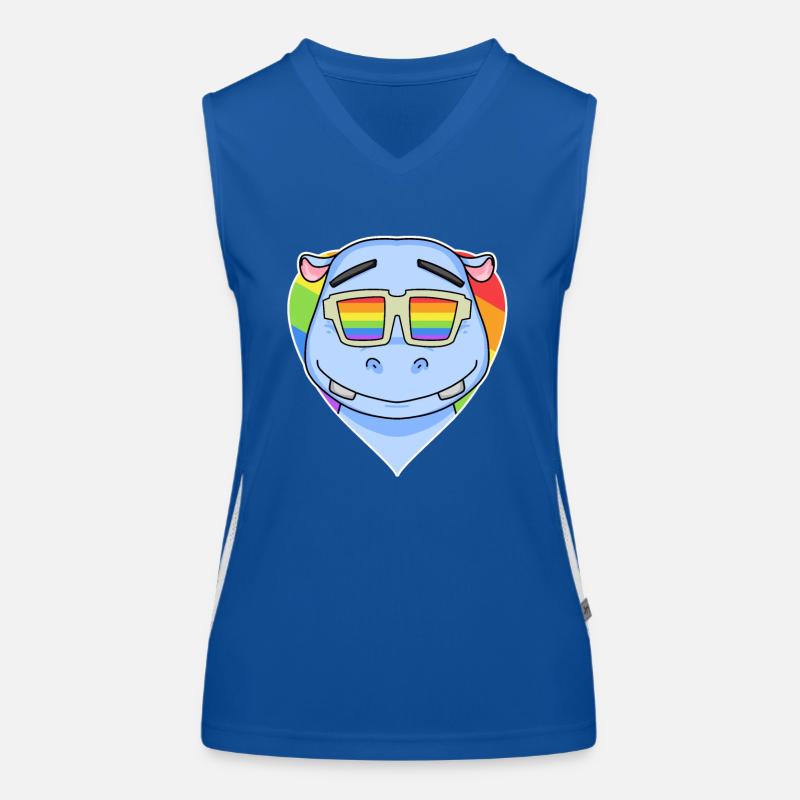 Regenbogen - Nilpferd mit Brille Funktionelles Kontrast-Tank Top für Frauen
