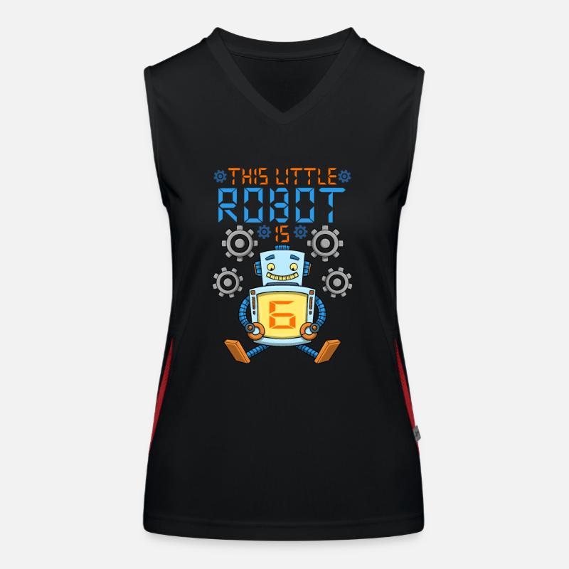 Roboter Geburtstag Outfit Junge 6. Roboter Geburtstagsfeier Funktionelles Kontrast-Tank Top für Frauen