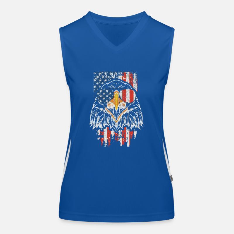 4 juillet Bald Eagle Patriotic American Débardeur respirant contrasté Femme