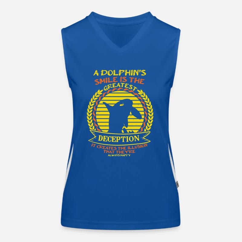 DOLPHINS SMILE IS THE DECEPTION Women's Functional Contrast Tank Top