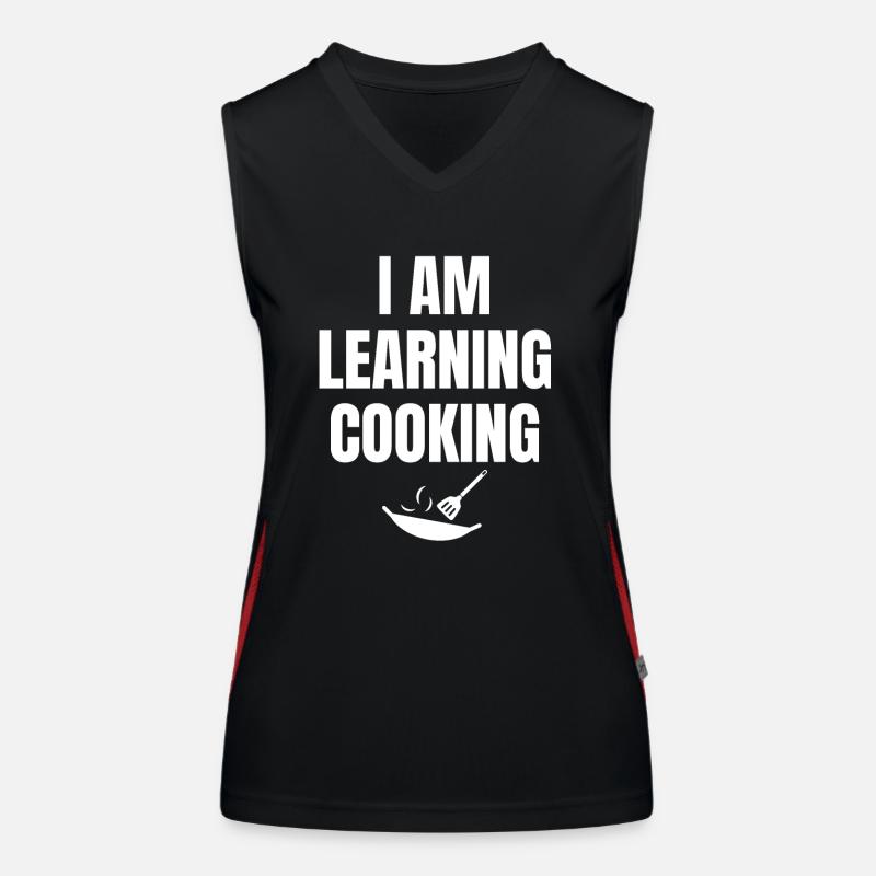 Ich lerne Kochen Spruch Englisch Funktionelles Kontrast-Tank Top für Frauen