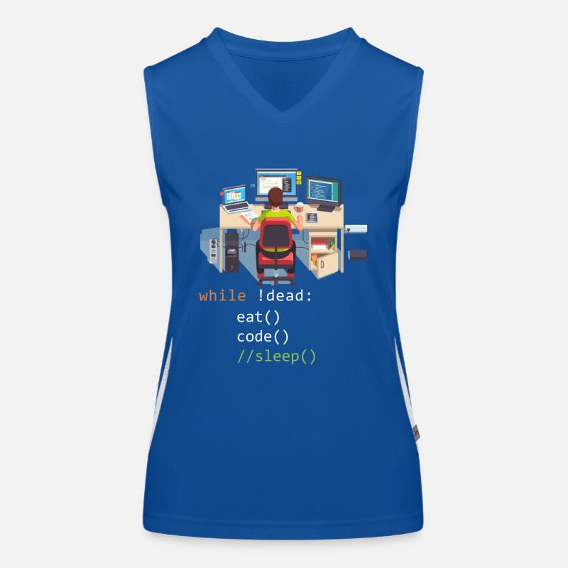 Informatique Python Programmeur Manger Code Sommeil Débardeur respirant contrasté Femme