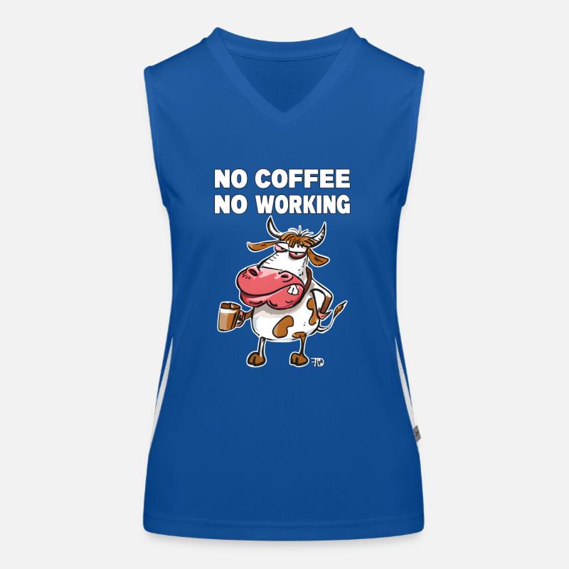 Pas de café, pas de travail. Grumpy Funny Cow Débardeur respirant contrasté Femme