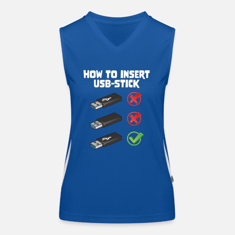 How To Insert USB Stick Funny Programmer Meme Funktionelles Kontrast-Tank Top für Frauen