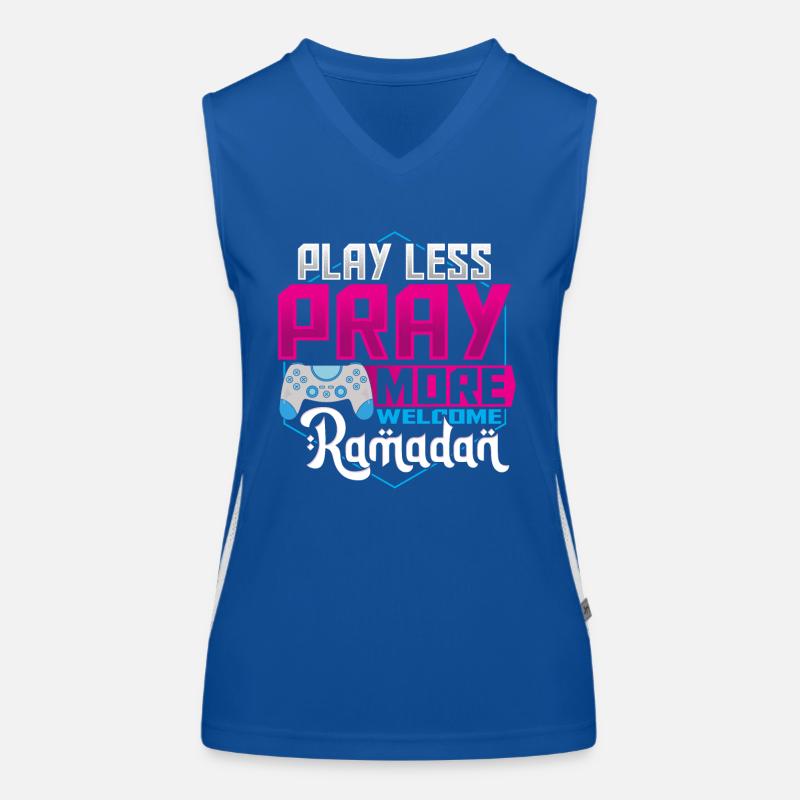 Play Less Pray More Welcome Ramadan Islamic Muslim Women's Functional Contrast Tank Top