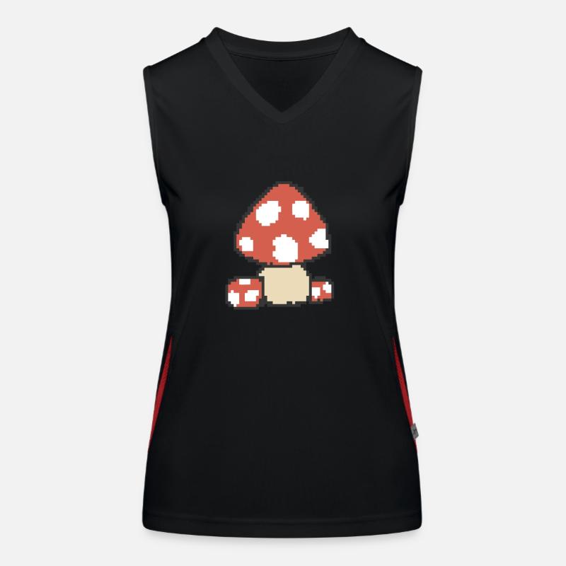 Pixel Art Mushroom Gaming 8-bit Toadstool Gamer Women's Functional Contrast Tank Top