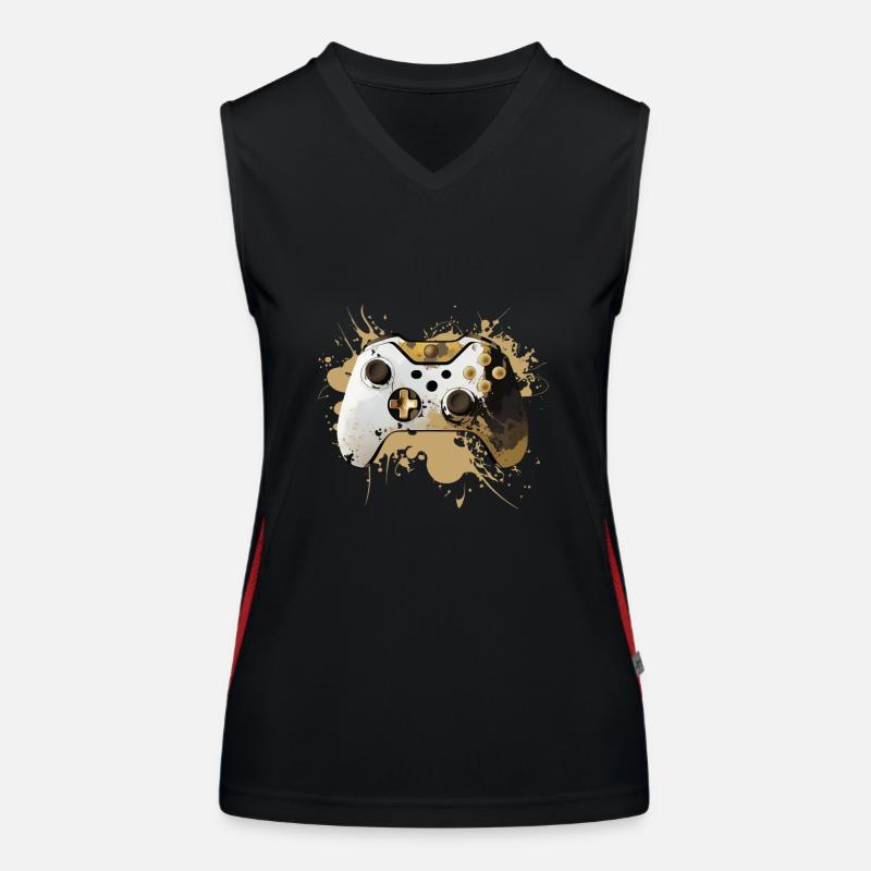 Golden Premium Gaming Controller Splash Art Débardeur respirant contrasté Femme