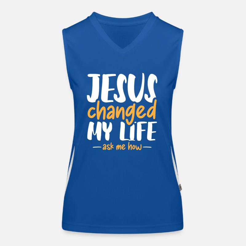 Jésus a changé ma vie Demandez-moi comment Débardeur respirant contrasté Femme