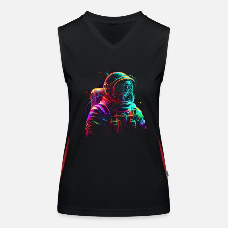 Outer Space Line Art Coloré Fun Spaceman Débardeur respirant contrasté Femme