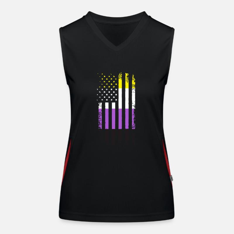 Non Binary Gender Flagge Geschenk Funktionelles Kontrast-Tank Top für Frauen