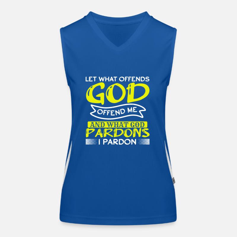 LET WHAT OFFENDS GOD OFFEND ME PARDON Women's Functional Contrast Tank Top